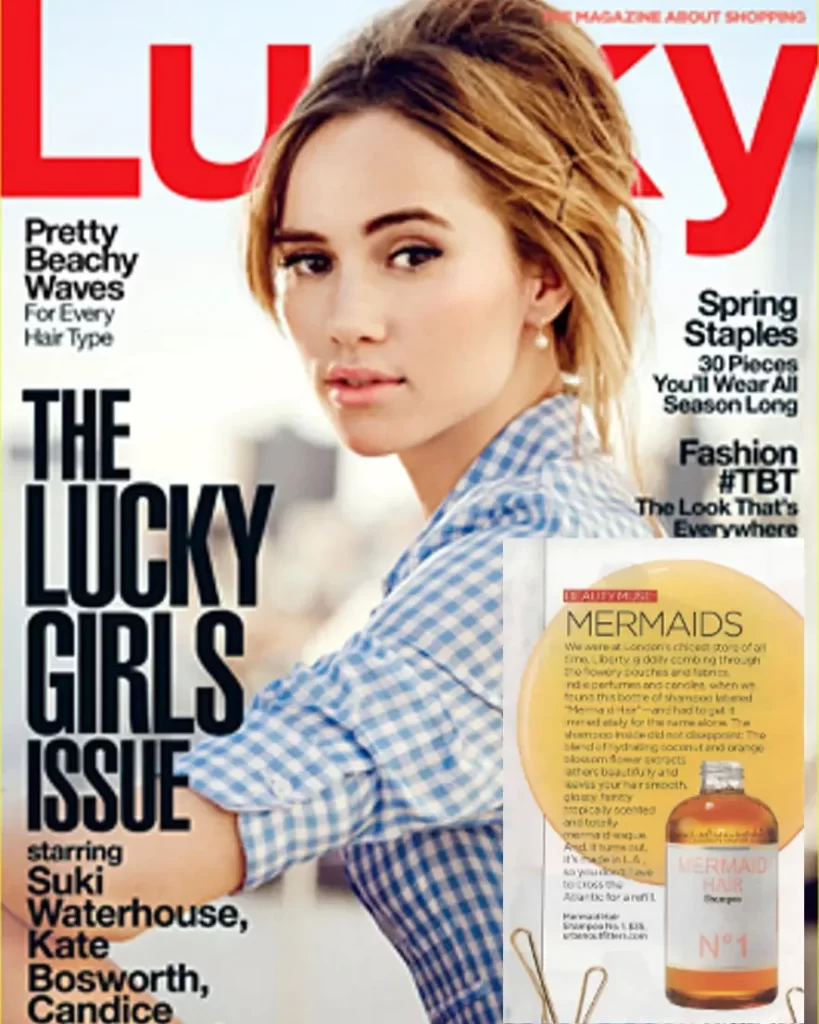 Mermaid Hair Shampoo and Conditioner No.1 featured in the 2015 beauty editorial for Lucky Magazine Italy.