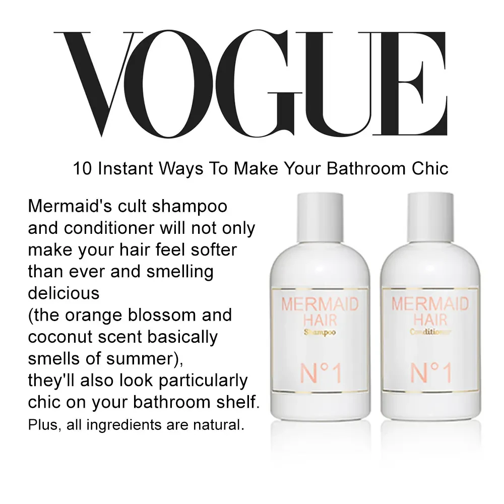 Mermaid Hair Shampoo and Conditioner No.1 featured in the 2015 beauty editorial for Vogue United States.