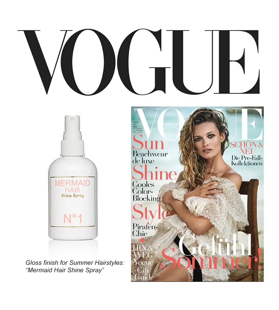 Mermaid Hair Shine Spray No.1 featured in a 2016 beauty editorial for Vogue Germany.