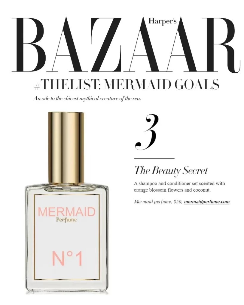 Mermaid Hair Spray No.1 featured in a 2017 beauty editorial for Harper's Bazaar United States.